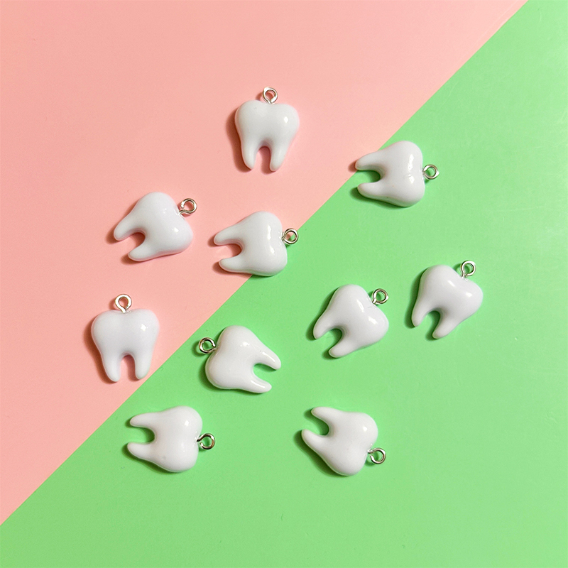 Resin Craft Projects - 10pcs Cute White Teeth Resin Pendant