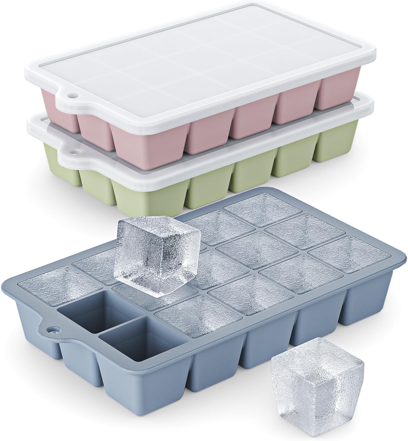 Silicone Mold Tray - Silicone Ice Cube Tray 3 Pack