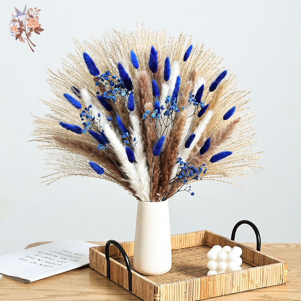 Dried Flower Bulk - 70 Stem Blue Fluffly Rabbit Tail