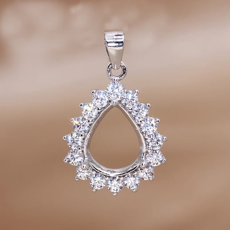 Bezels Set Pendant - 1pc Rose Golden Silvery Tear Drop