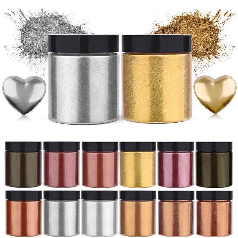 Resin Pigment Set - 50g Shimmer Metallic Gold Silver Color