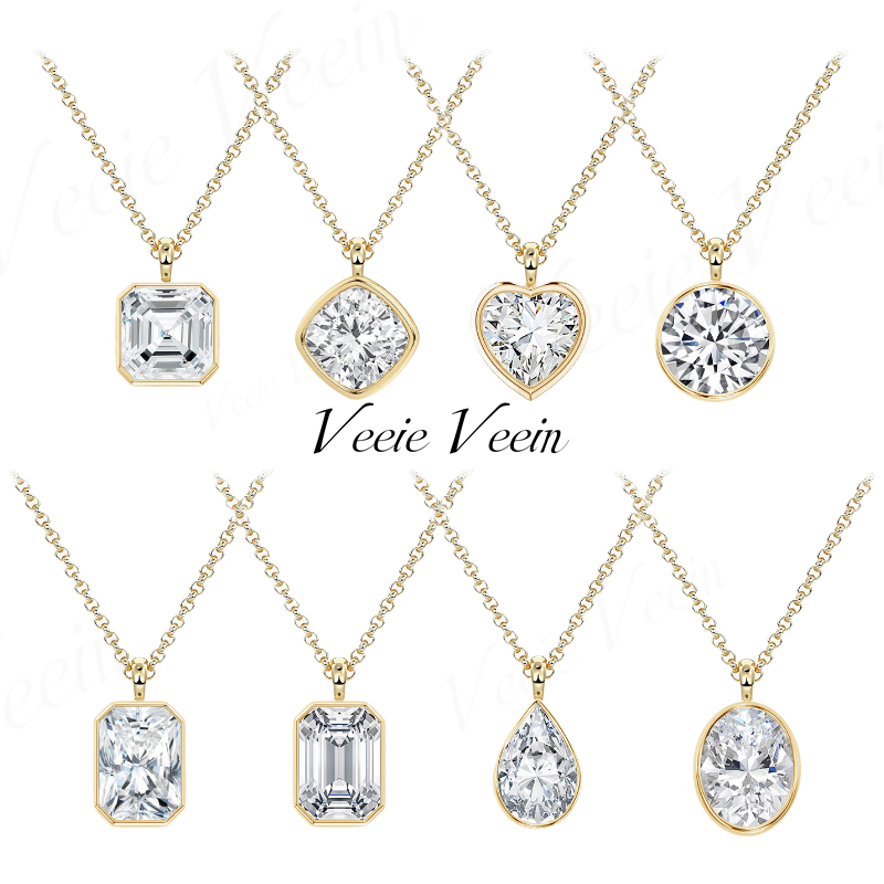 Bezels Set Pendant - Veeie Veein Jewelry 3ct Irregular Moissanite