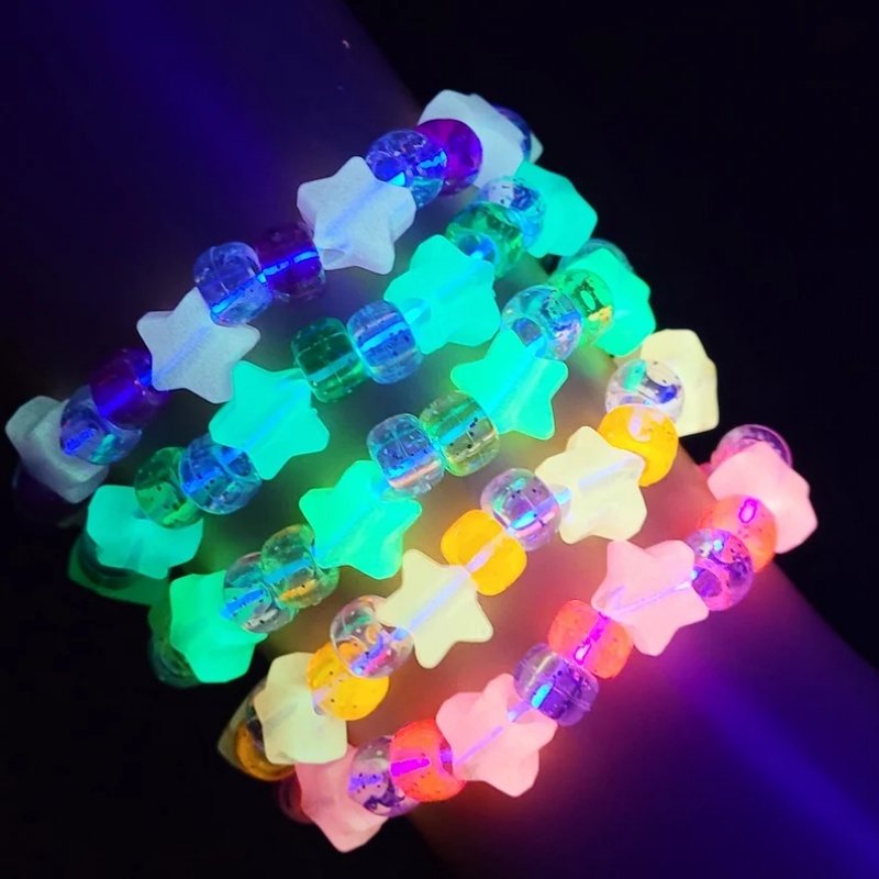 Resin Glitter Pack - 5 Glow star kandi bracelet set,glitter