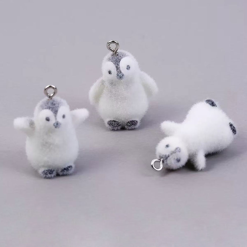 Resin Craft Projects - 5pcs Flocking Small Penguin Resin Charms