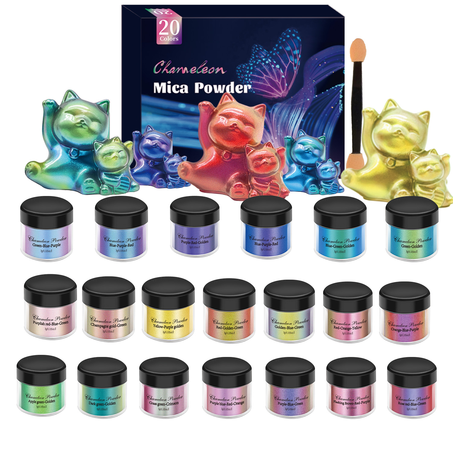 10/20pcs Mirror Chameleons Pig - Resin Pigment Set 评论和价格