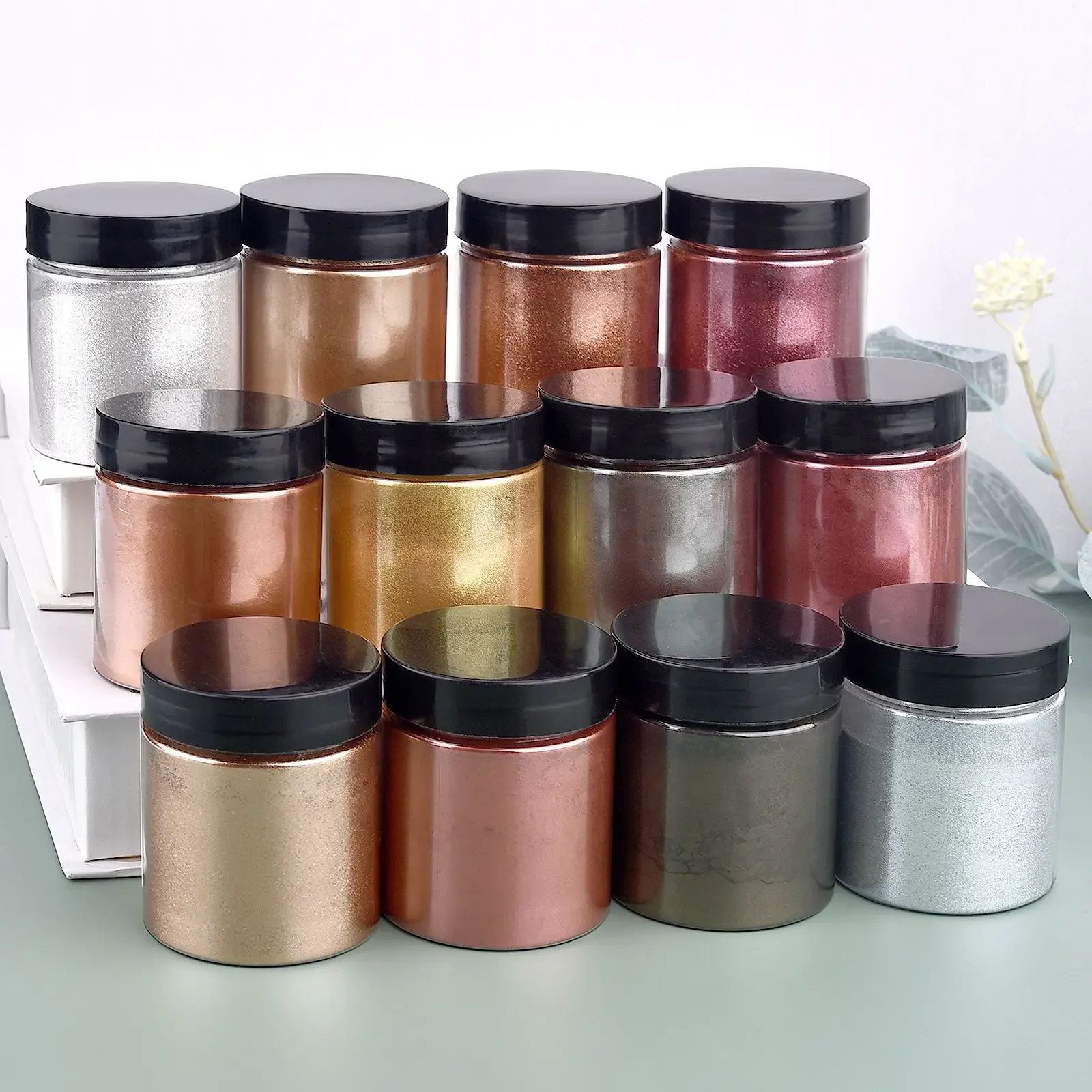 50g/Bottle Metallic Glitter Po - Resin Pigment Set 评论和价格