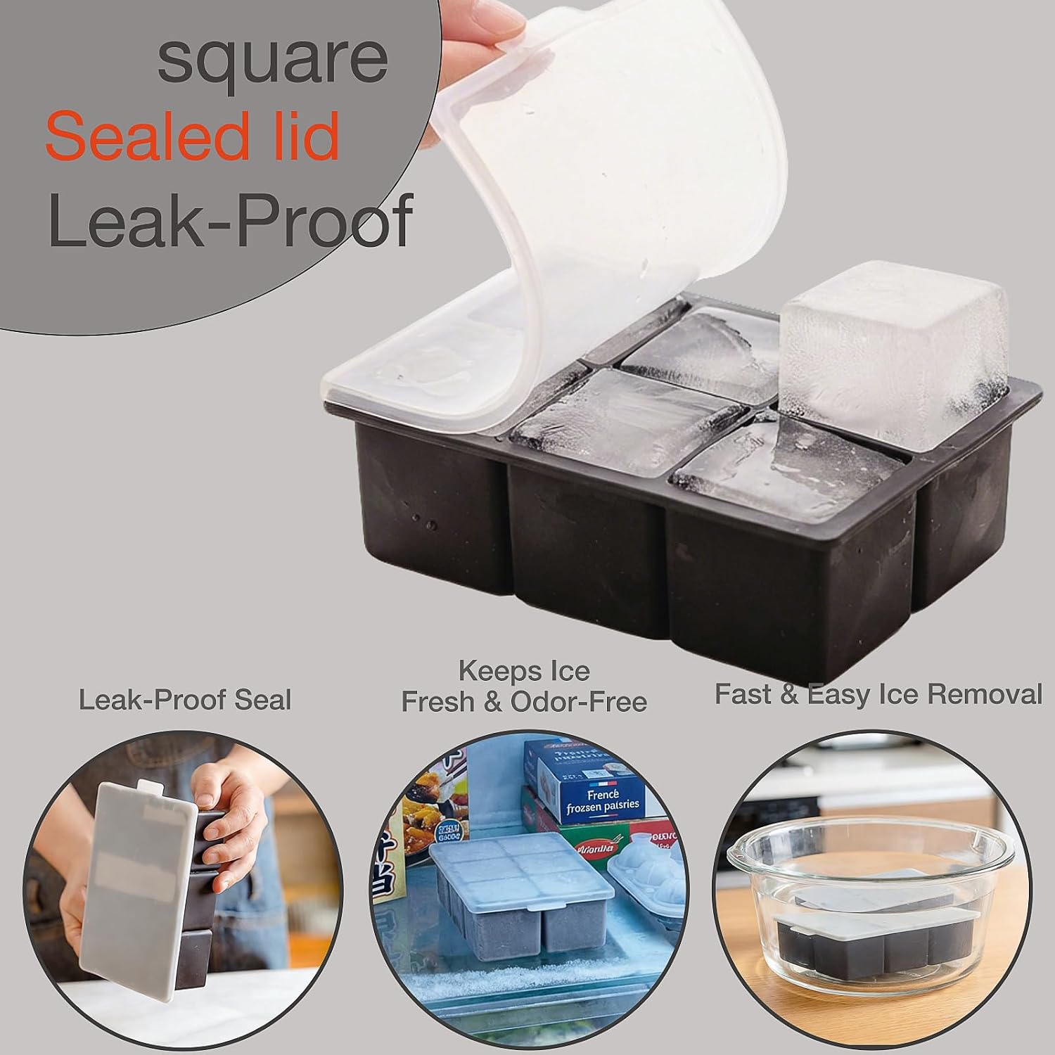 Large Square Ice Molds with Se - Silicone Mold Tray 评论和价格