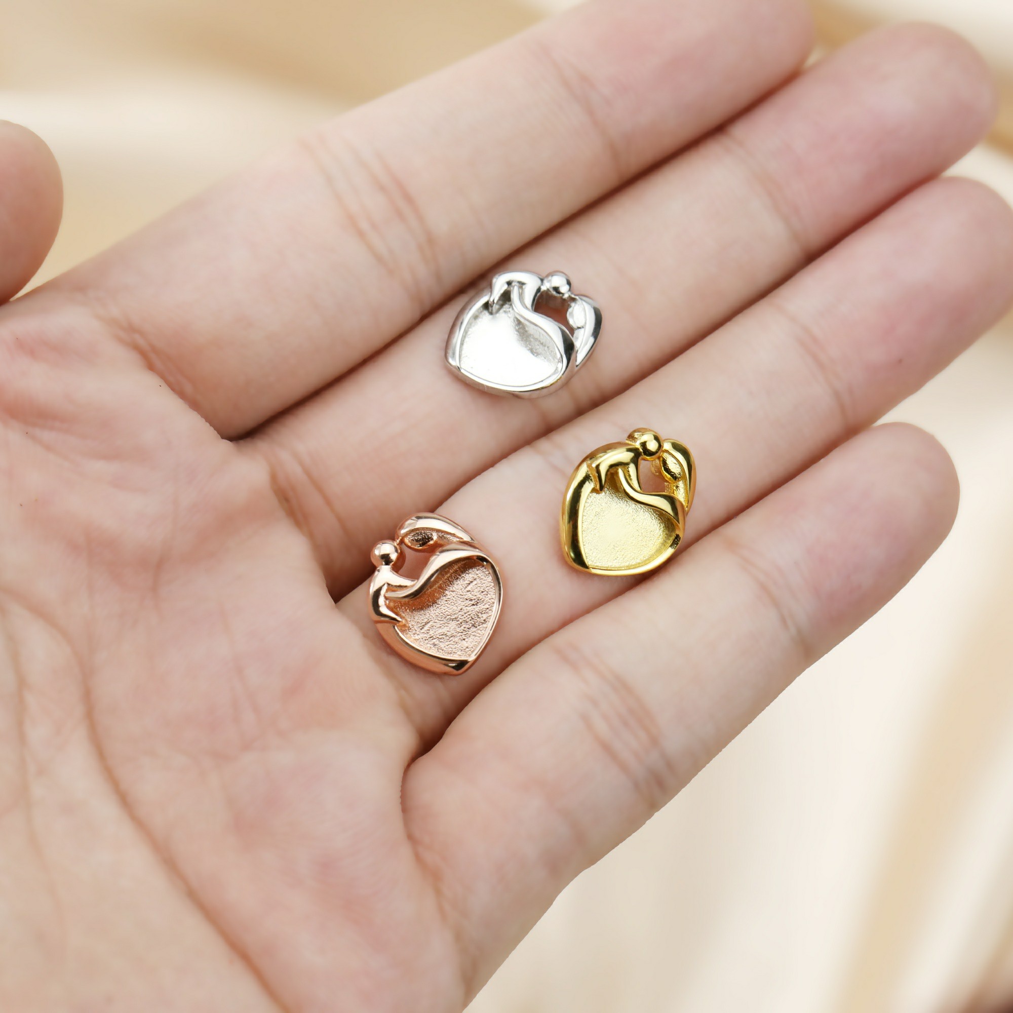 9MM Heart Bezel Settings Mothe - Bezels Set Pendant 评论和价格
