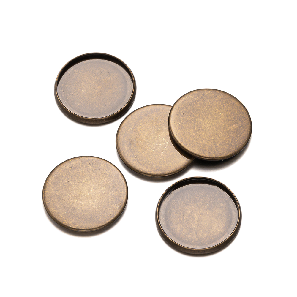 20pcs Antique Bronze Flat Roun - Bezels Set Pendant 评论和价格