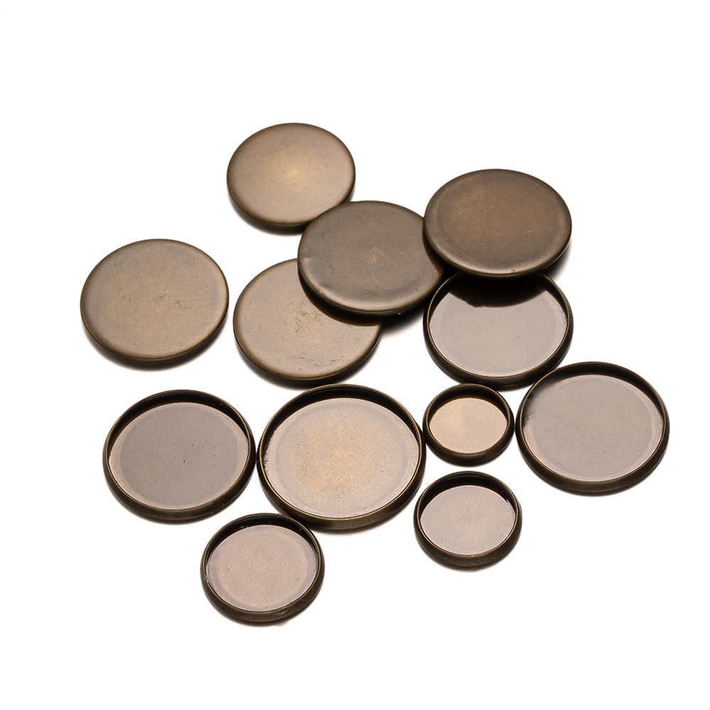 20pcs Antique Bronze Flat Roun - Bezels Set Pendant 评论和价格