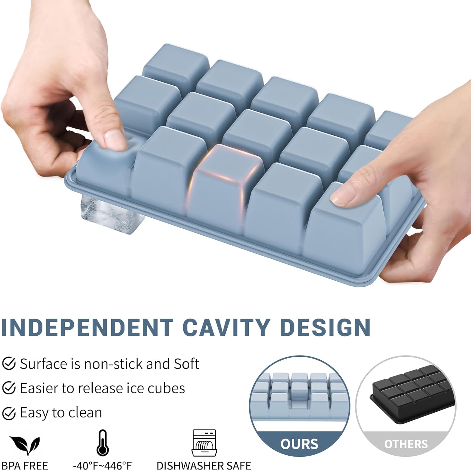 Silicone Ice Cube Tray 3 Pack  - Silicone Mold Tray 评论和价格