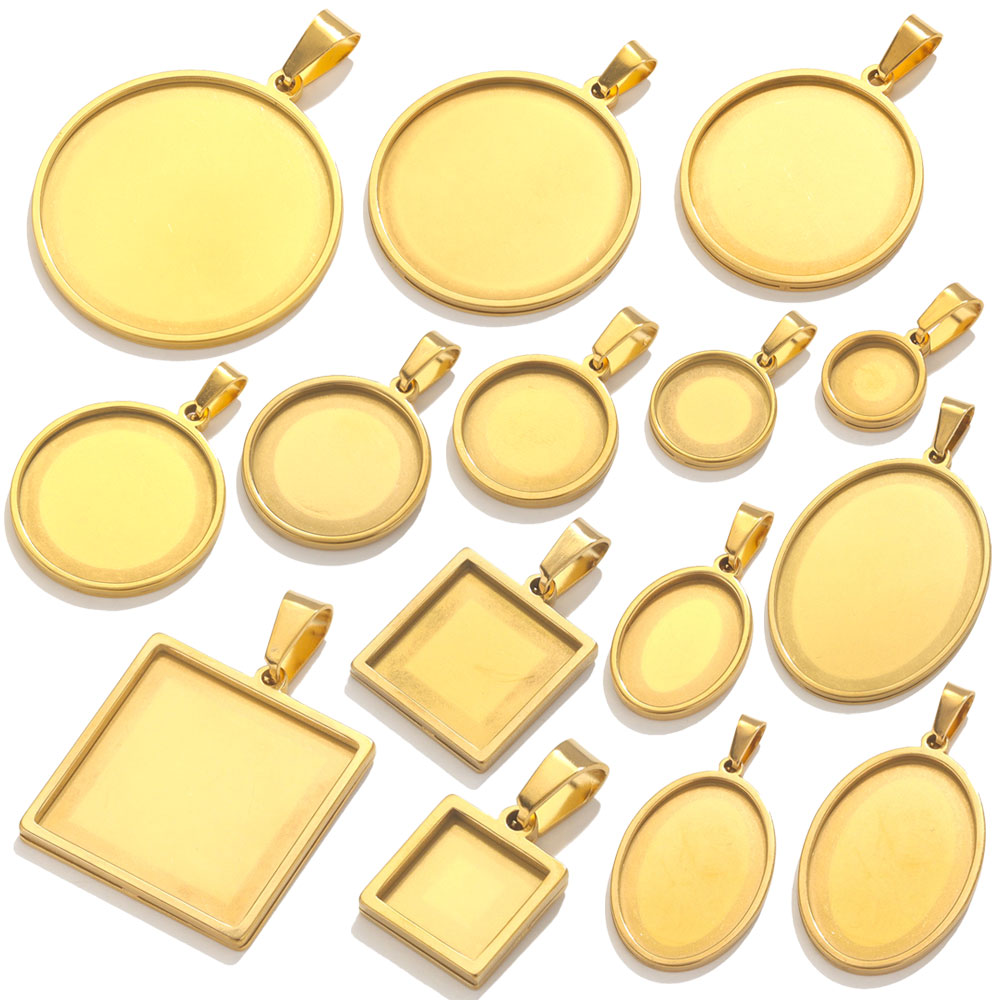 5pcs Stainless Steel Pendant C - Bezels Set Pendant 评论和价格