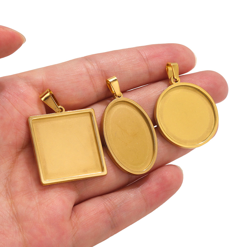 5pcs Stainless Steel Pendant C - Bezels Set Pendant 评论和价格