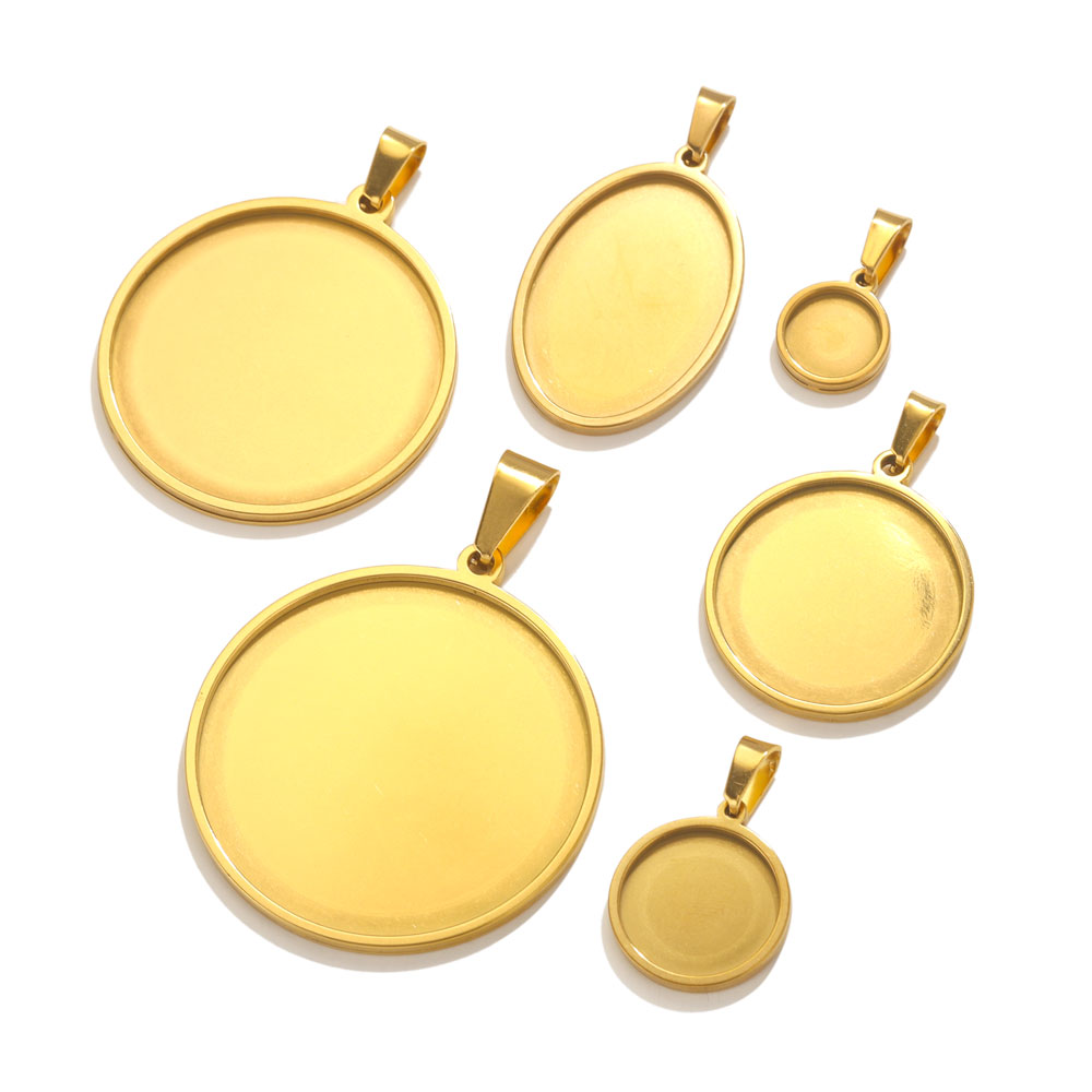 5pcs Stainless Steel Pendant C - Bezels Set Pendant 评论和价格
