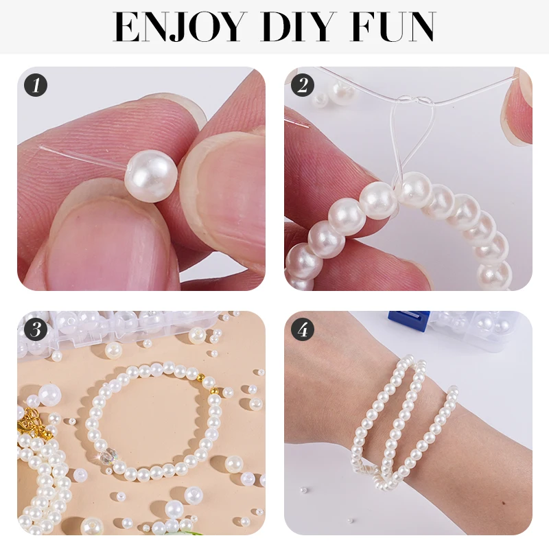 800pcs Artificial Faux Pearl R - Resin Jewelry Kit 评论和价格