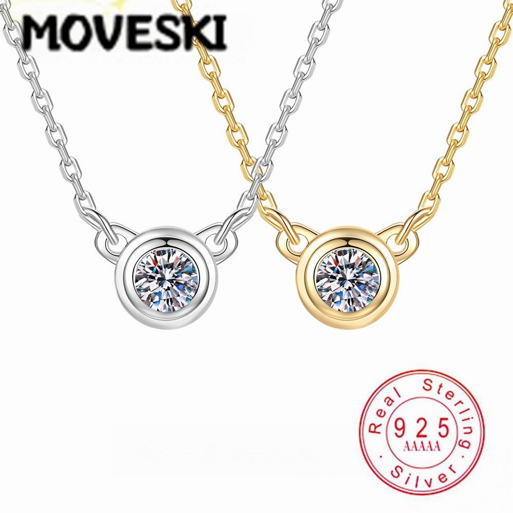 S925 Sterling Silver Moissanit - Bezels Set Pendant 评论和价格