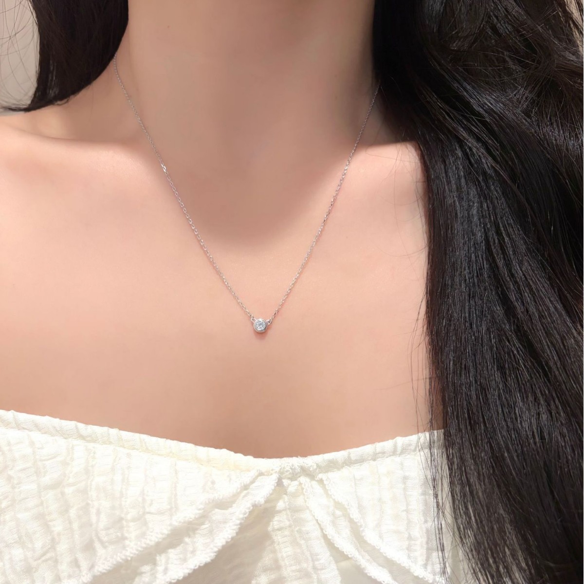 S925 Sterling Silver Moissanit - Bezels Set Pendant 评论和价格