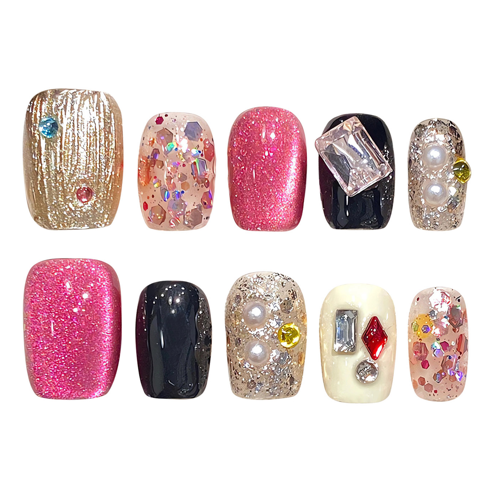 Handmade Press on Nails Glitte - Resin Craft Material 评论和价格