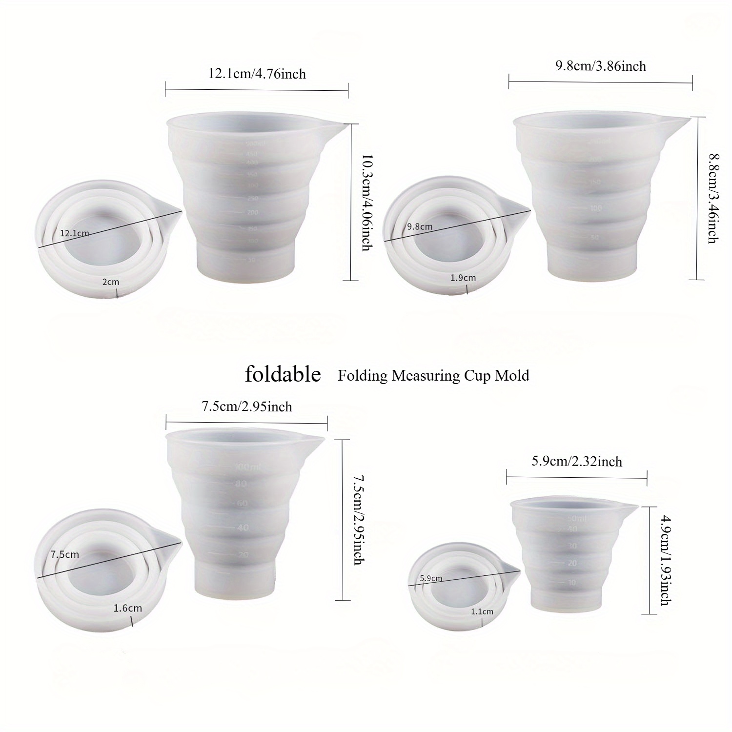 50-500ml Foldable Silicone Mea - Mixing Cup Silicone 评论和价格