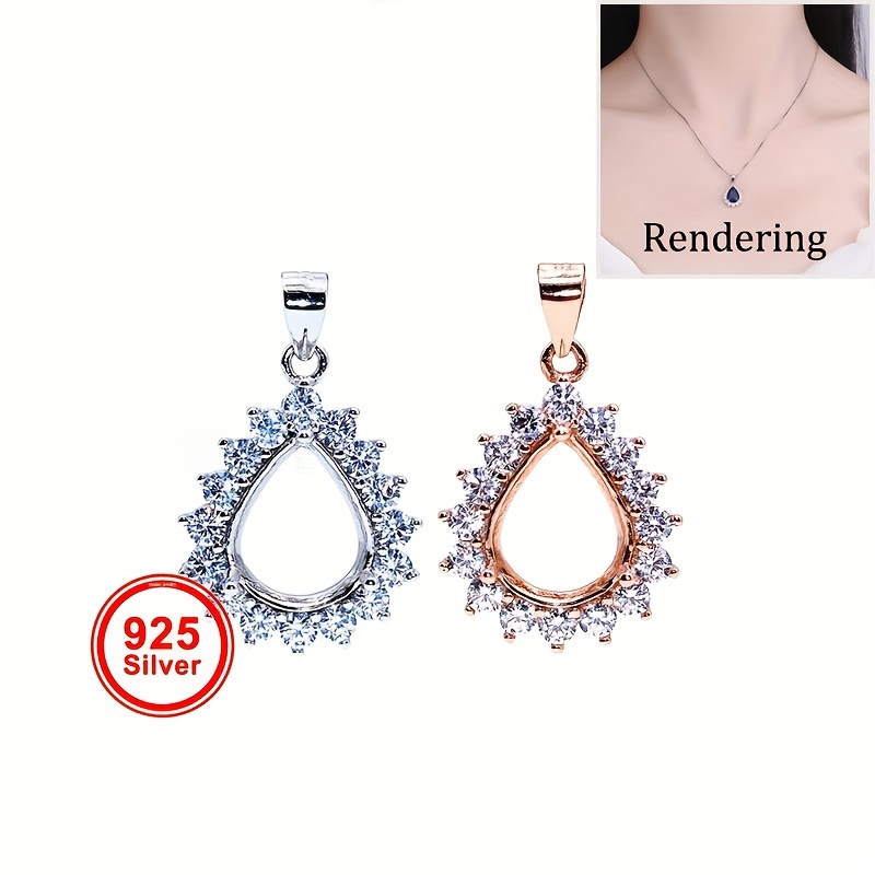 1pc Rose Golden Silvery Tear D - Bezels Set Pendant 评论和价格