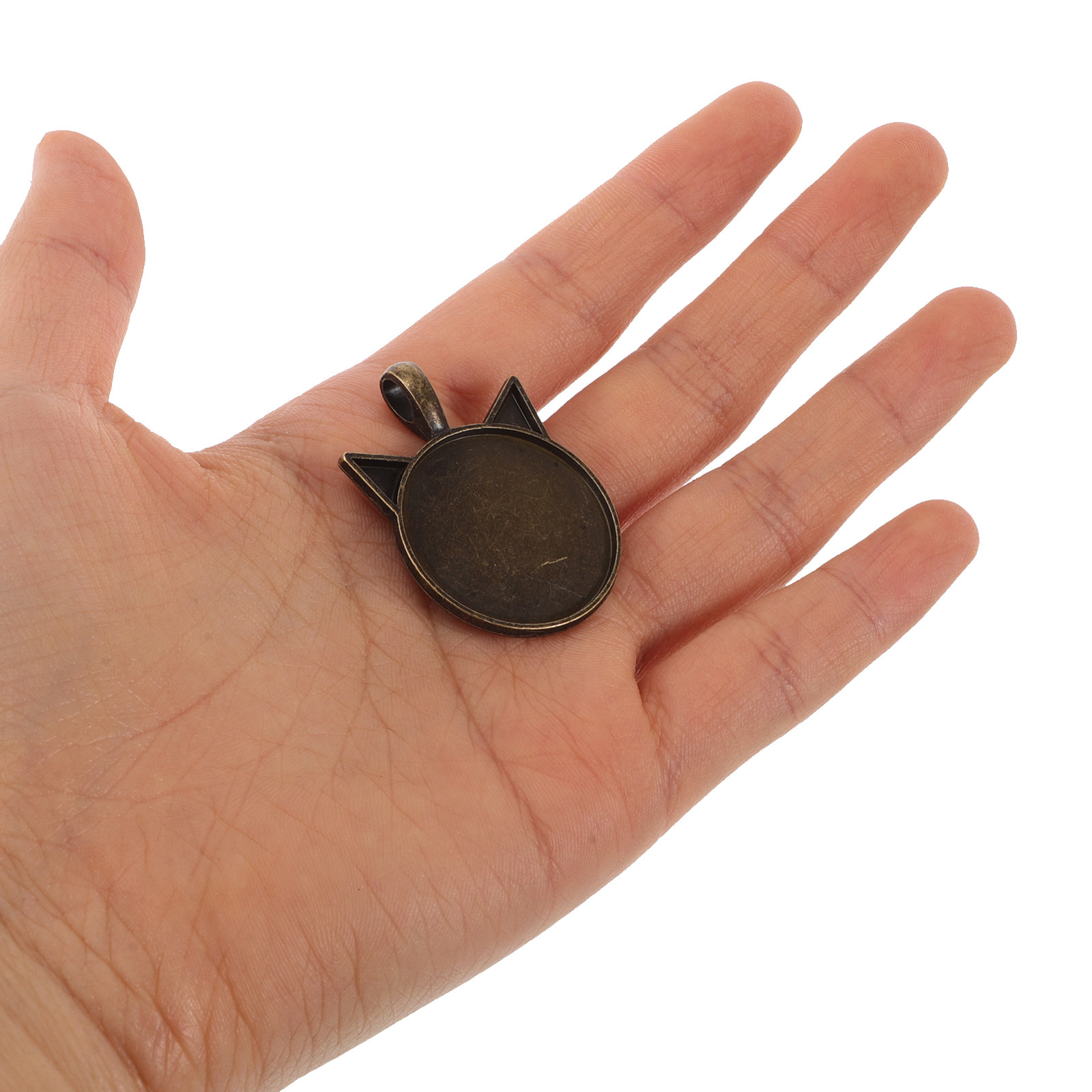 5Pcs Cat Ear Pendant Tray Vint - Bezels Set Pendant 评论和价格