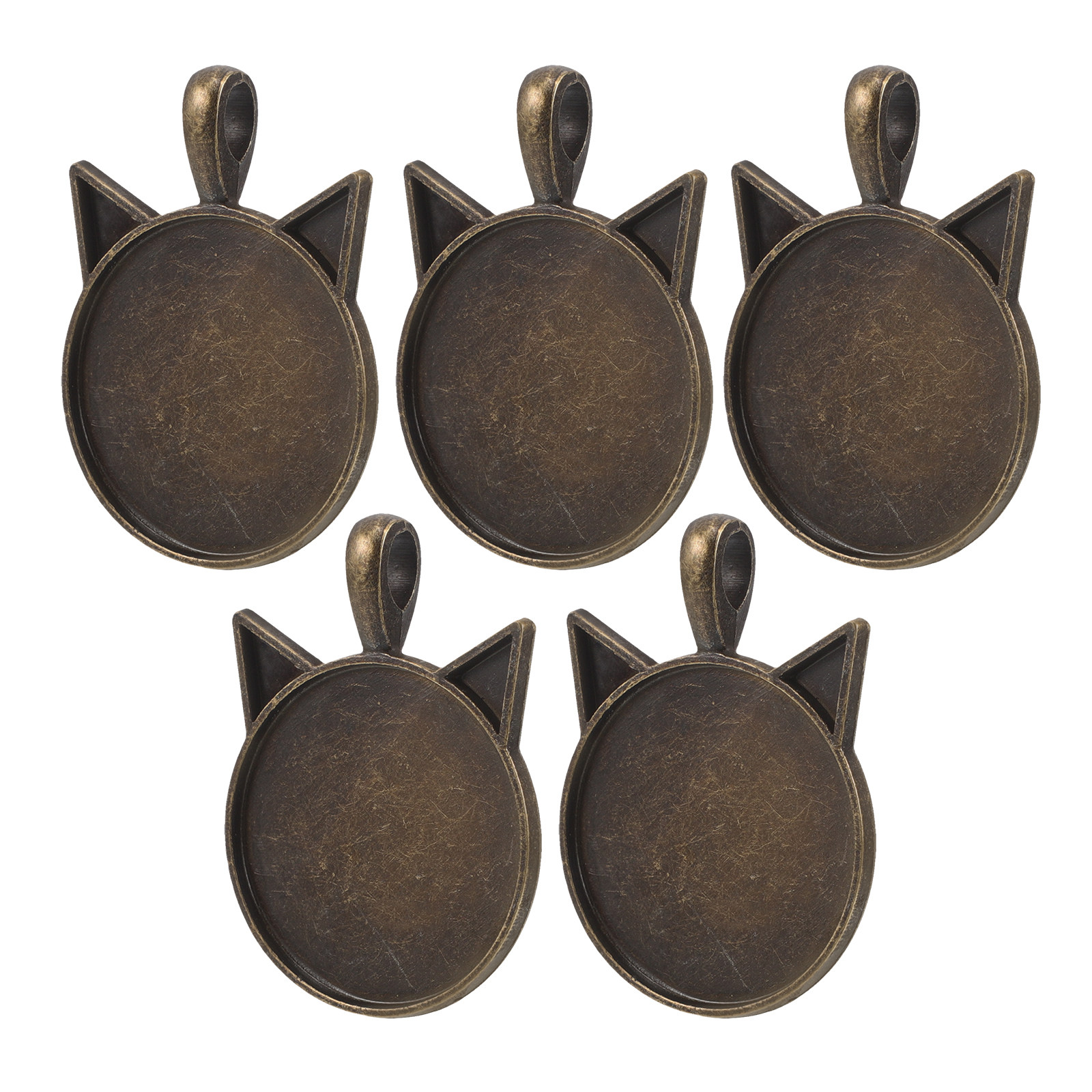 5Pcs Cat Ear Pendant Tray Vint - Bezels Set Pendant 评论和价格