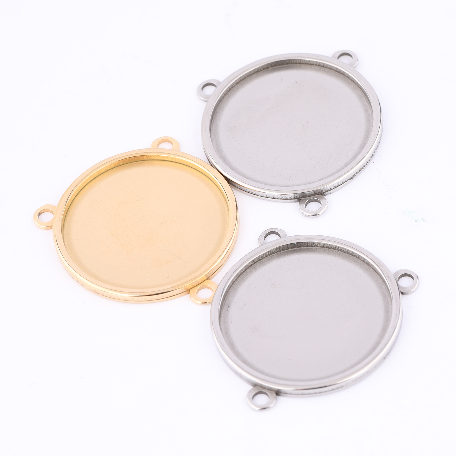 5pcs Stainless Steel Gold Plat - Bezels Set Pendant 评论和价格