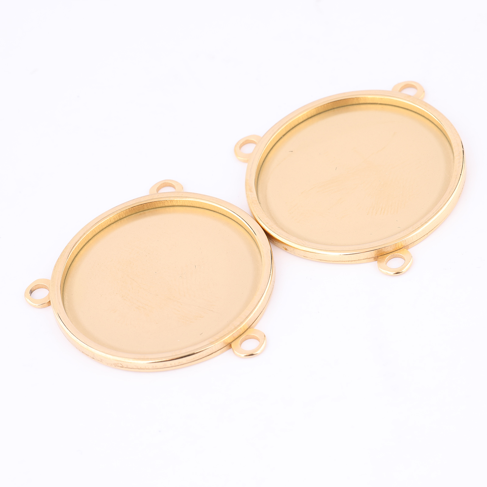 5pcs Stainless Steel Gold Plat - Bezels Set Pendant 评论和价格