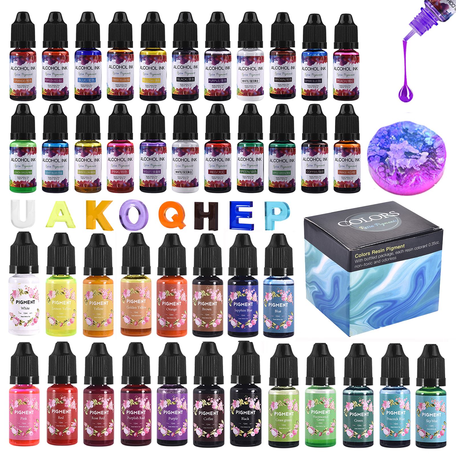 1 Set Resin Pigment Kit Art In - Resin Dye Alcohol 评论和价格